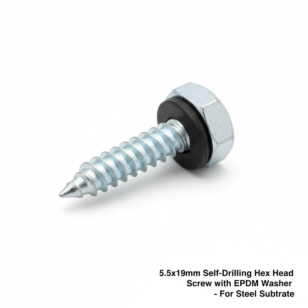 Wkręty samowiercące HEX z podkładką 5.5×19mm GT5 do stali do 5mm (op. 250 szt.)