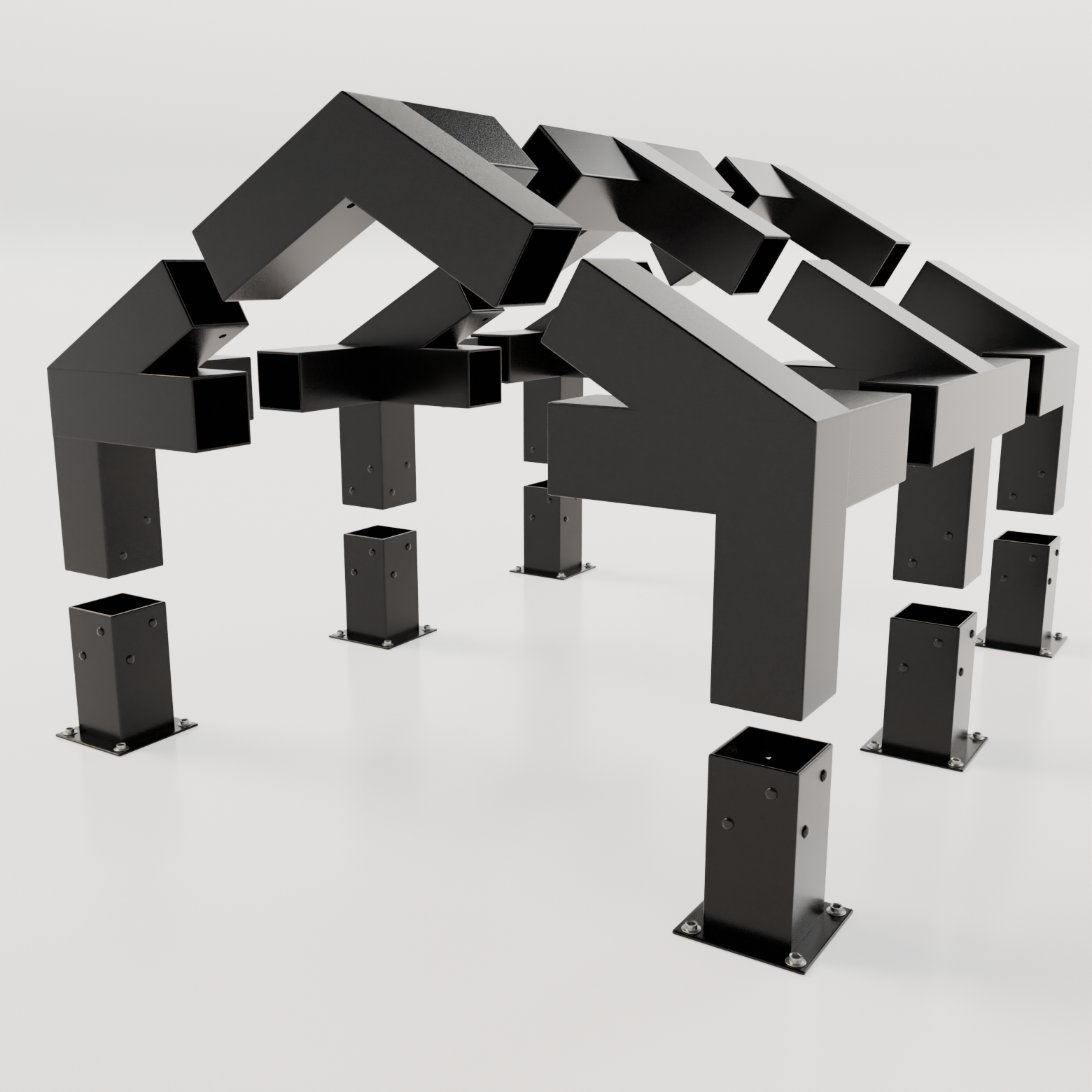 Garden pergola A-Type 3×6m - Set: Connectors, bases