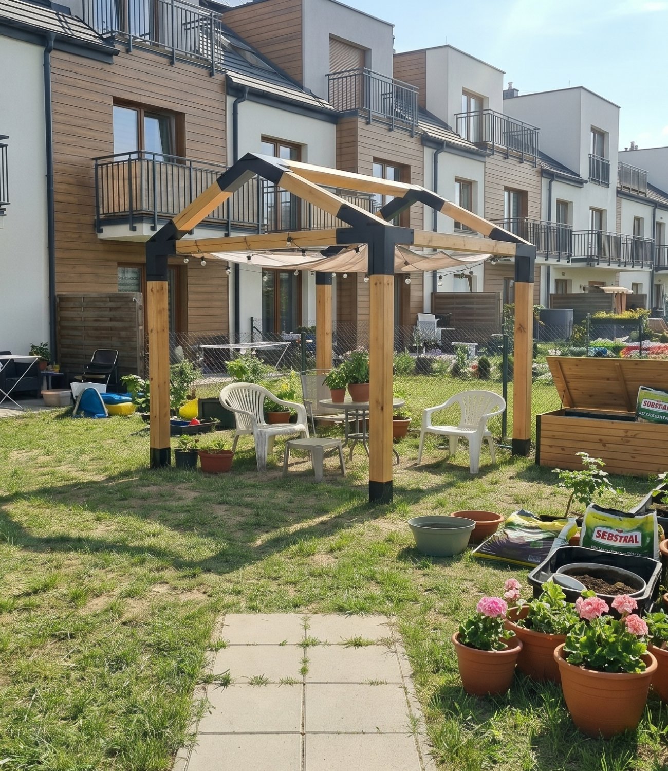Garden pergola A-Type 3×6m - Set: Connectors, bases